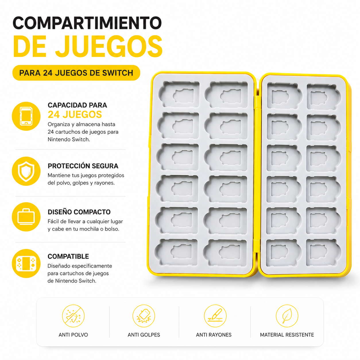 Estuche Porta Juegos para Nintendo Switch Capacidad 24 Cartuchos Diseño Caja Misteriosa