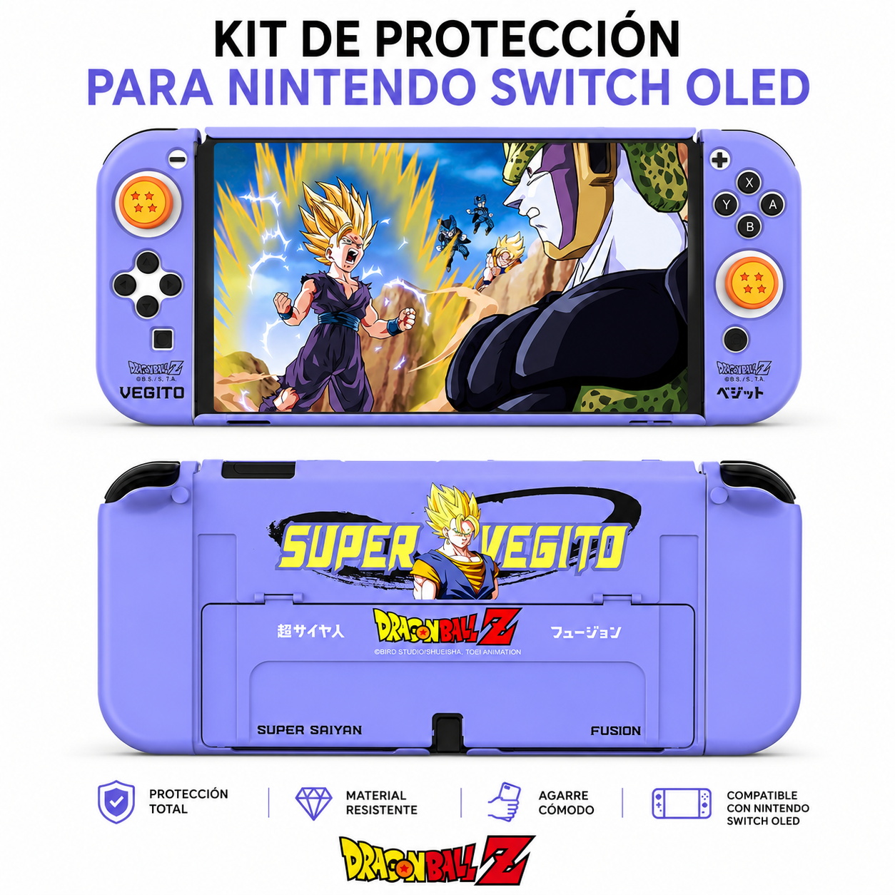 Kit Protector Super Vegito Dragon Ball Z para Nintendo Switch OLED – Case Antigolpes Completo