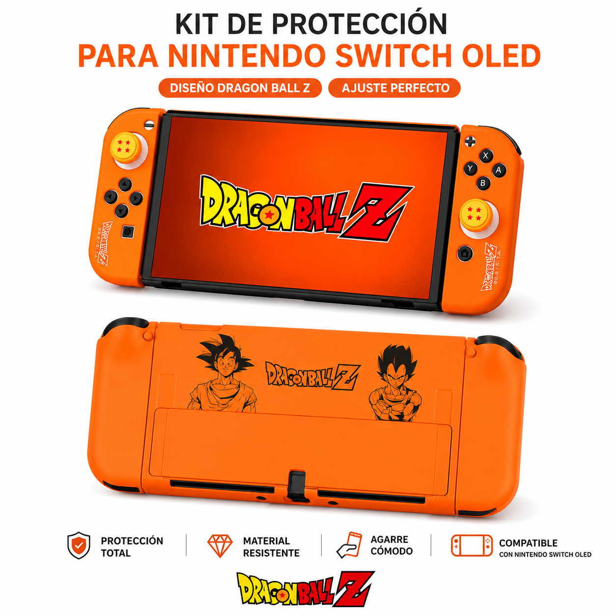 Kit Protector Dragon Ball Z para Nintendo Switch OLED – Case Antigolpes Completo