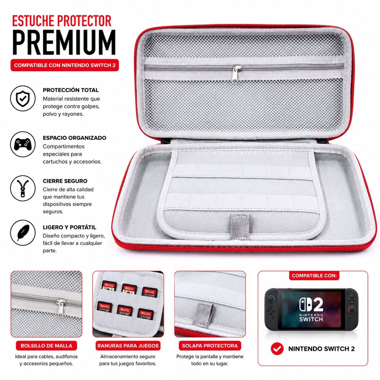 Estuche Protector Hongo Rojo para Nintendo Switch 2