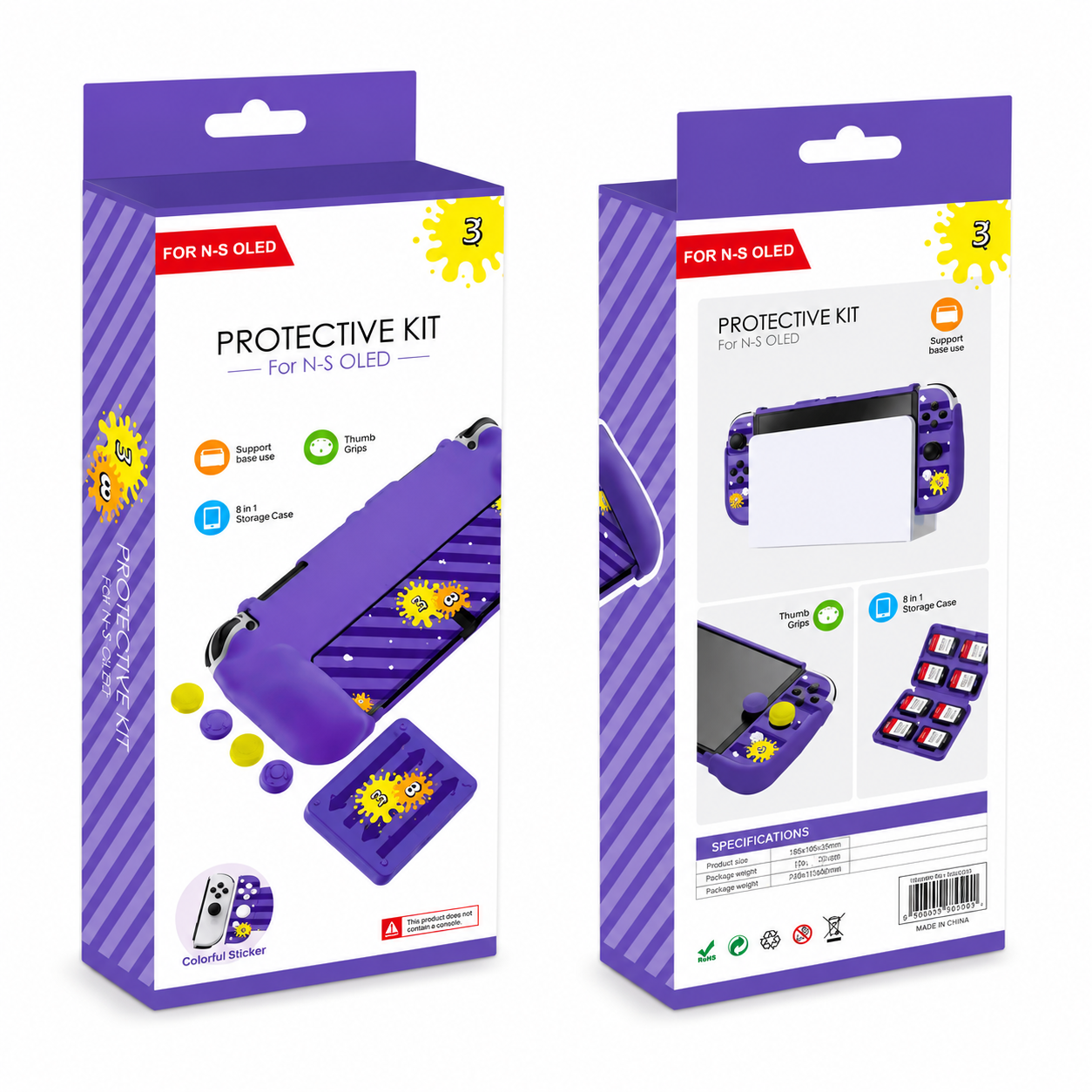 Kit Protector 8 en 1 para Nintendo Switch OLED con Estuche para Juegos y Protectores de Joystick
