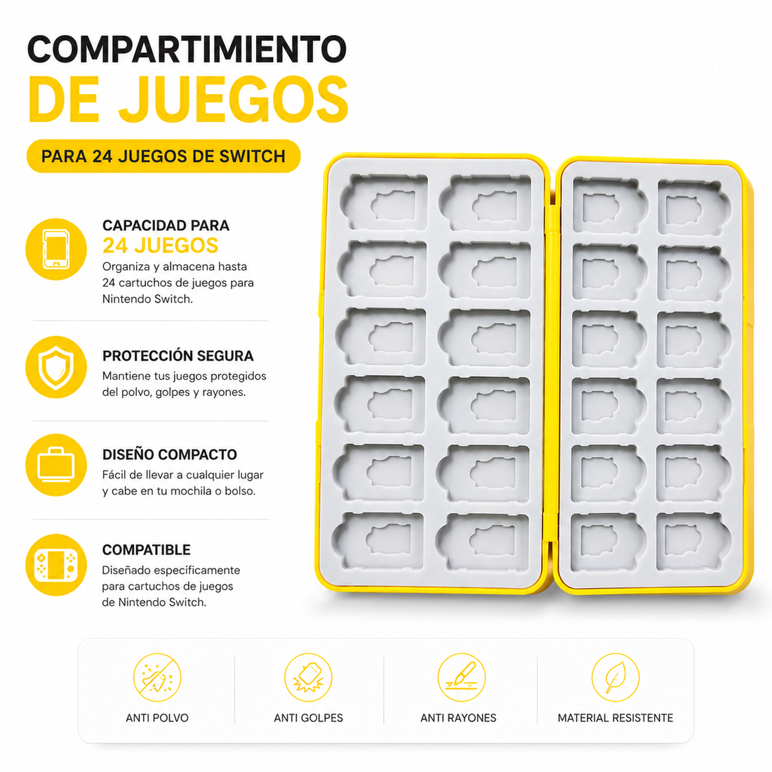 Estuche Porta Juegos para Nintendo Switch Capacidad 24 Cartuchos Diseño Caja Misteriosa