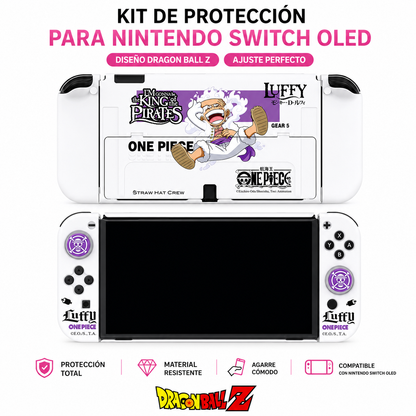 Kit Protector One Piece Luffy Gear 5 para Nintendo Switch OLED – Case Antigolpes Completo