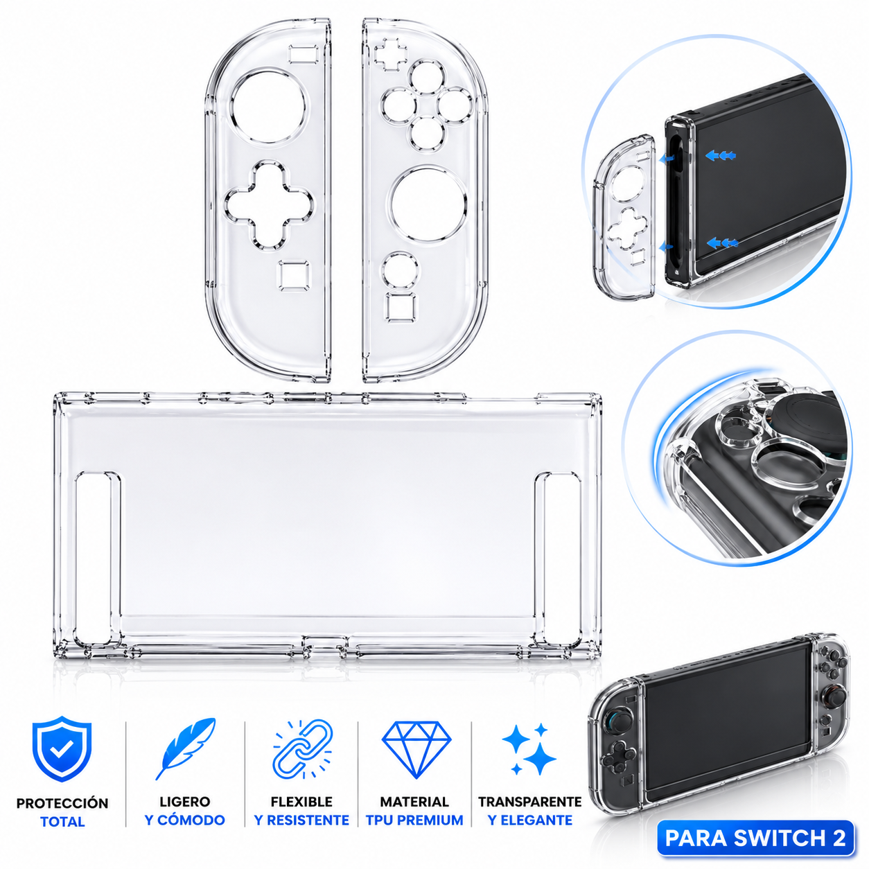 Funda Protectora TPU Transparente para Nintendo Switch 2