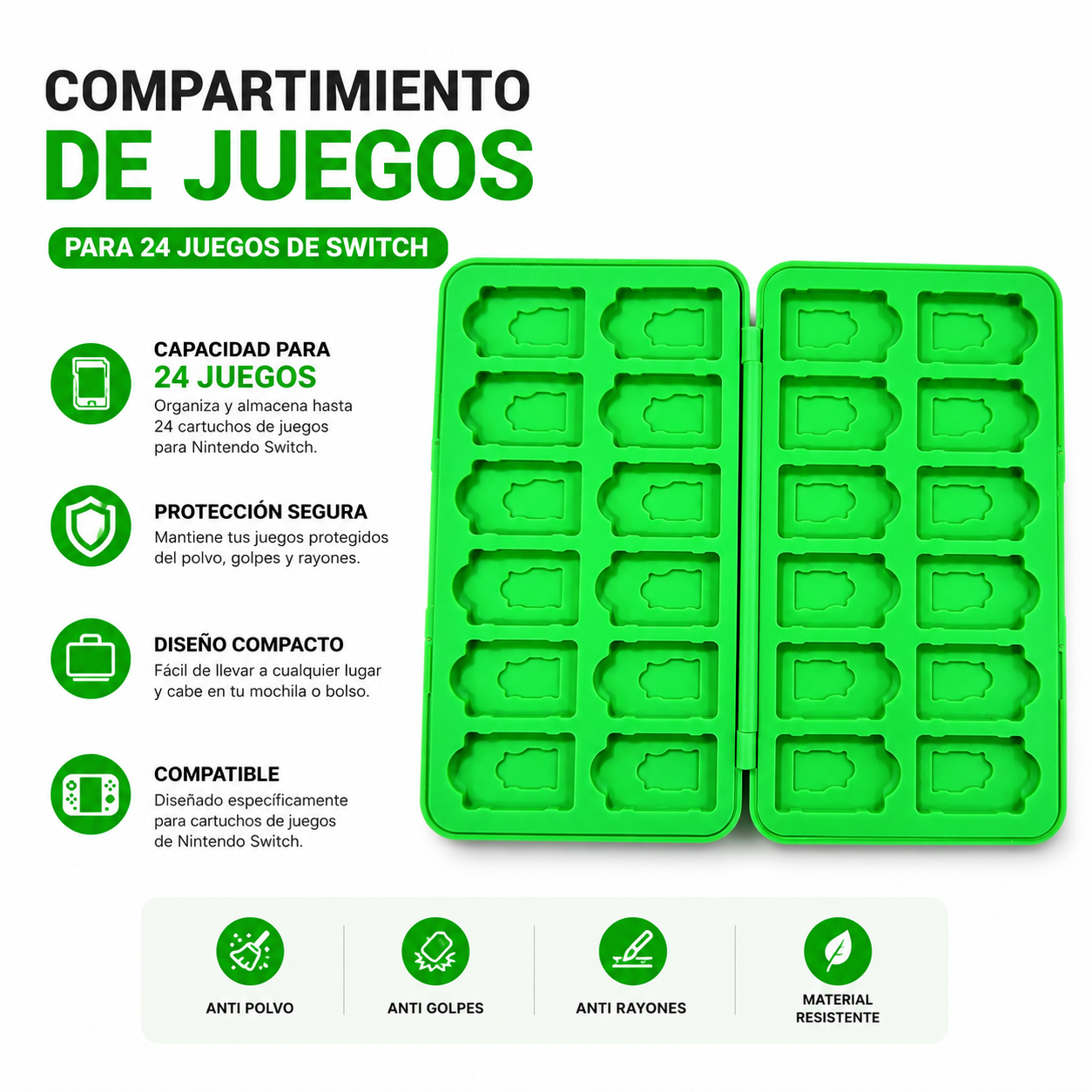 Estuche Porta Juegos Luigi para Nintendo Switch Capacidad 24 Cartuchos