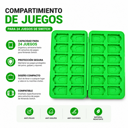 Estuche Porta Juegos Luigi para Nintendo Switch Capacidad 24 Cartuchos