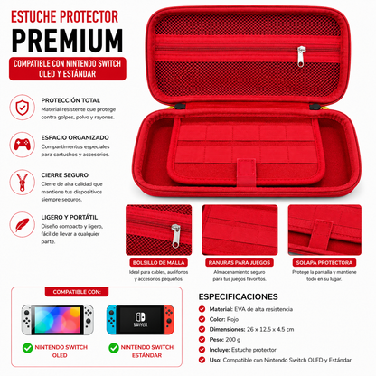 Estuche Rígido Mario Bros Tirantas para Nintendo Switch OLED y Nintendo Switch
