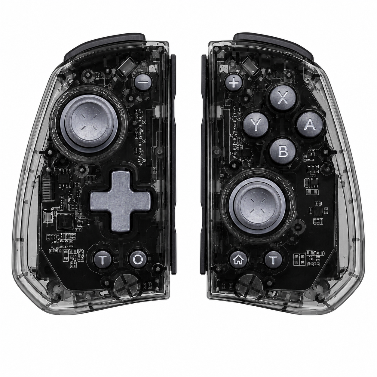 Control Inalámbrico Transparente Negro con Luces Verdes para Nintendo Switch