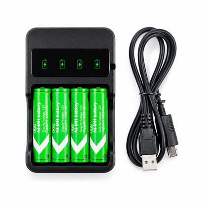 Kit Cargador DOBE con 4 Baterías Recargables AA 2000mAh para Xbox