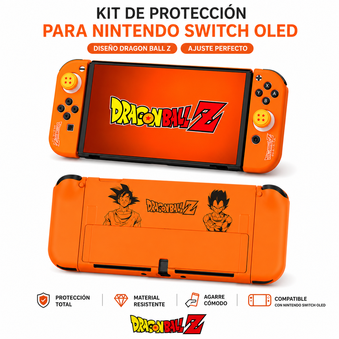 Kit Protector Dragon Ball Z para Nintendo Switch OLED – Case Antigolpes Completo