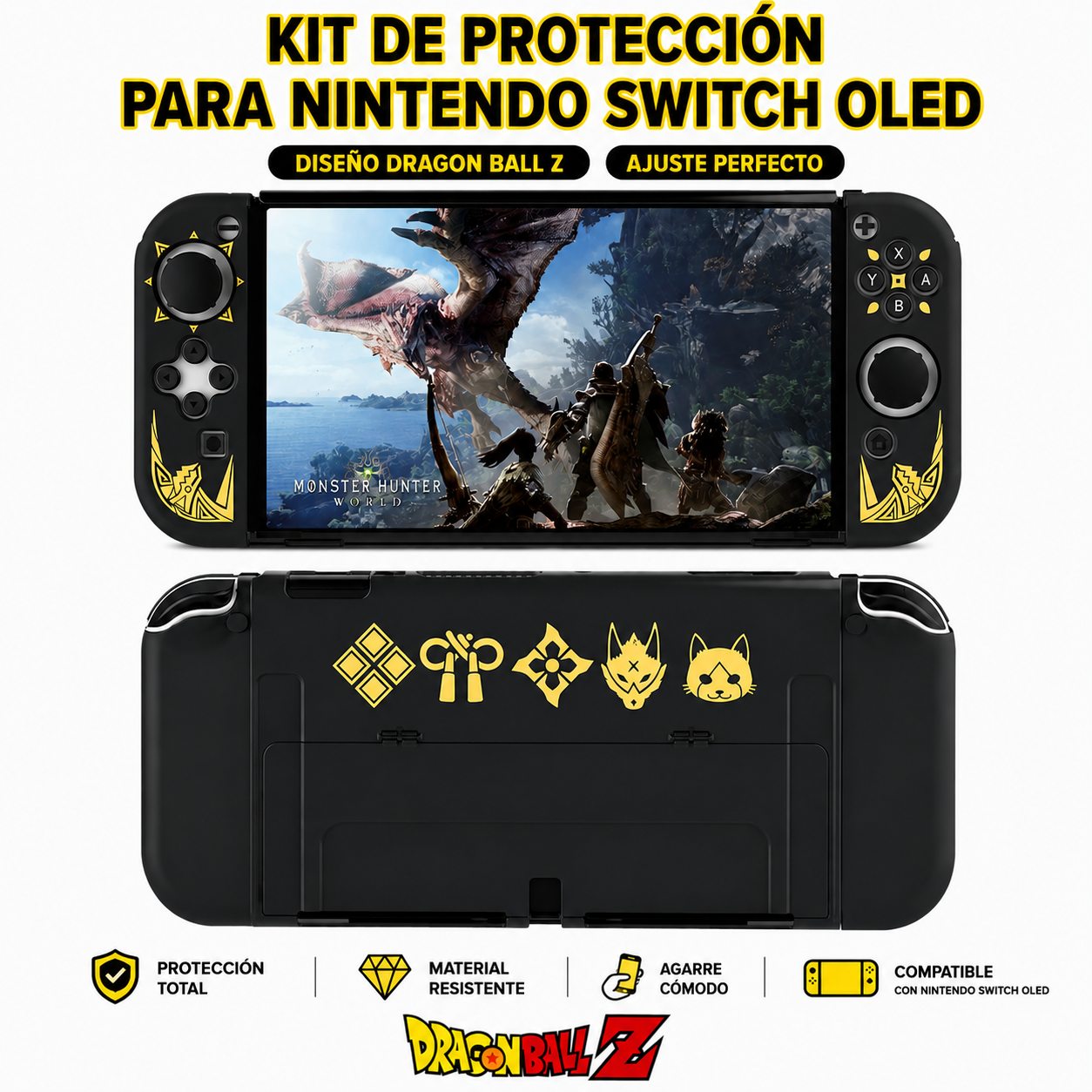 Kit Protector Monster Hunter para Nintendo Switch OLED – Case Antigolpes con Grips