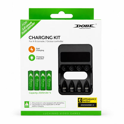 Kit Cargador DOBE con 4 Baterías Recargables AA 2000mAh para Xbox